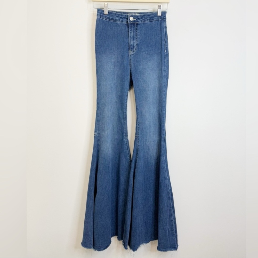 Free People We The Free Blue Float On Flare Jeans High Rise Women 25 Stretch
